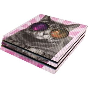 MightySkins Carbon Fiber Skin for Sony PS4 Pro Console - Galaxy Cat | Protective, Durable Textured Carbon Fiber Finish | Easy to Apply, Remove, and Change Styles | Made in The USA