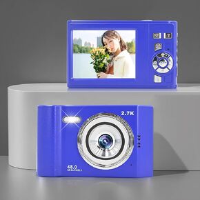 2.7K Pocket Digital Camera, 48MP Compact Digital Point & Shoot Camera with 2.8 Inch IPS Display, 8X Zoom Auto Focus Anti Shake Vlogging Camera for YouTube Selfies Traveling