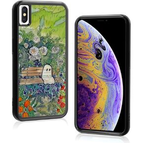 Cute Small Spooky Halloween Ghost Phone Case, Flower Ghost iPhone 14 Pro Max Case, Non-Slip Pattern Design, Soft Silica Gel Frame Support Phone Case for Teen Girls and Boys, Women and Men
