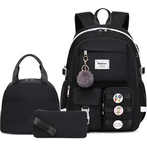 Women Casual Backpack Set Girl School Bookbag Set Cute Laptop Ruaksack Beige
