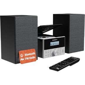 Blueooth 5.2 Stereo System for Home | Powerful 20W CD Player with Speakers | FM Radio, 30 Presets, Wooden Construction, Remote Included | USB, AUX, Plays MP3, CDs, CD-Rs | Oakcastle HIFI150
