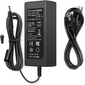DC 24V 2A Power Supply, AC to DC 24V 2A Power Adapter, 100-240V AC Input to DC 24V 2A Power Supply Adapter Transformer, 5.5mm x 2.5mm DC Plug & 1 DC Tip