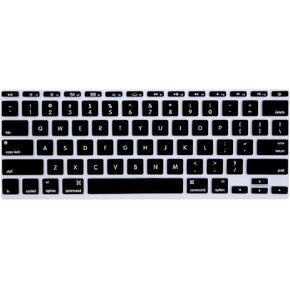 HRH English Language Silicone Keyboard Cover Skin for MacBook Air 11.6 Inch for MacBook 11" A1370 A1465 USA/ANSI Layout Keyboard Portector-Black