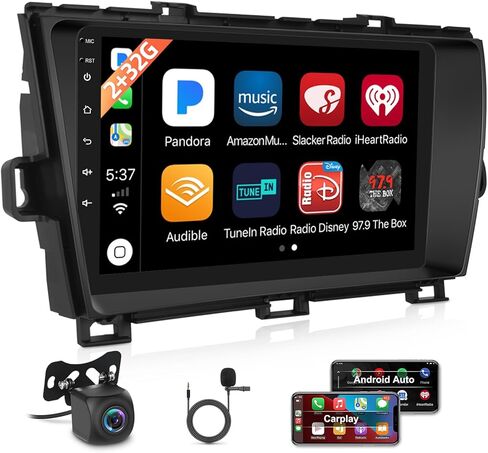 ستيريو سيارة Android لسيارة Toyota Prius 2010-2015 مع Apple Carplay اللاسلكي وAndroid Auto، راديو بشاشة لمس 2+32G 9 بوصة، DSP/واجهة مستخدم متعددة/GPS/WiFi + كاميرا احتياطية AHD in Saudi Arabia