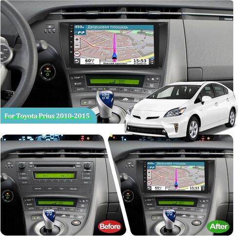 ستيريو سيارة Android لسيارة Toyota Prius 2010-2015 مع Apple Carplay اللاسلكي وAndroid Auto، راديو بشاشة لمس 2+32G 9 بوصة، DSP/واجهة مستخدم متعددة/GPS/WiFi + كاميرا احتياطية AHD in Saudi Arabia