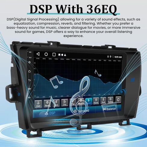 ستيريو سيارة Android لسيارة Toyota Prius 2010-2015 مع Apple Carplay اللاسلكي وAndroid Auto، راديو بشاشة لمس 2+32G 9 بوصة، DSP/واجهة مستخدم متعددة/GPS/WiFi + كاميرا احتياطية AHD in Saudi Arabia