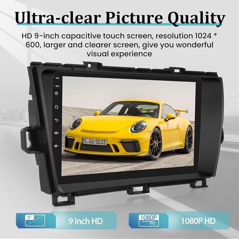 ستيريو سيارة Android لسيارة Toyota Prius 2010-2015 مع Apple Carplay اللاسلكي وAndroid Auto، راديو بشاشة لمس 2+32G 9 بوصة، DSP/واجهة مستخدم متعددة/GPS/WiFi + كاميرا احتياطية AHD in Saudi Arabia