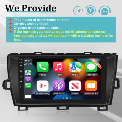 ستيريو سيارة Android لسيارة Toyota Prius 2010-2015 مع Apple Carplay اللاسلكي وAndroid Auto، راديو بشاشة لمس 2+32G 9 بوصة، DSP/واجهة مستخدم متعددة/GPS/WiFi + كاميرا احتياطية AHD in Saudi Arabia