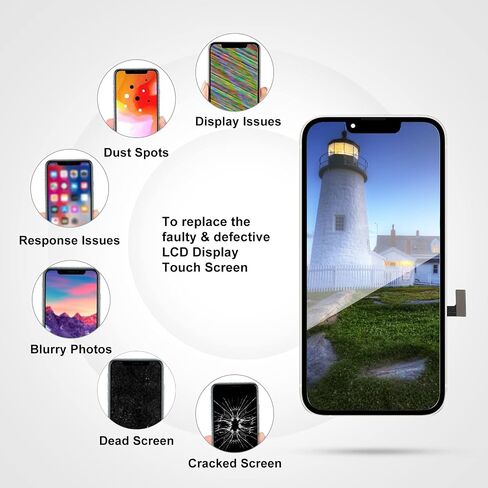 بديل شاشة LL TRADER لهاتف iPhone 13 مقاس 6.1 بوصة شاشة LCD Retina FHD محول رقمي لشاشة تعمل باللمس مع مجموعة أدوات إصلاح، وشريط مقاوم للماء، وواقي شاشة (قابل للبرمجة Truetone) in Kuwait