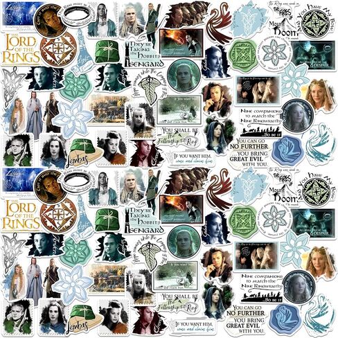 مجموعة متنوعة من الملصقات الفاخرة الكبيرة من الفينيل من Lord of The Rings Elves of Middle-earth 50ct - كمبيوتر محمول، زجاجة مياه، سجل القصاصات، الكمبيوتر اللوحي، لوح التزلج، داخلي/خارجي in Saudi Arabia