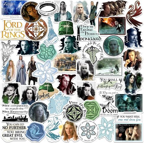 مجموعة متنوعة من الملصقات الفاخرة الكبيرة من الفينيل من Lord of The Rings Elves of Middle-earth 50ct - كمبيوتر محمول، زجاجة مياه، سجل القصاصات، الكمبيوتر اللوحي، لوح التزلج، داخلي/خارجي in Saudi Arabia