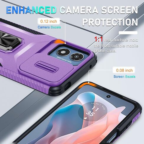 for Motorola Moto G Play 2024 Case with Tempered Glass Screen Protector and Camera Lens Cover,Rotated Ring Stable Kickstand,Heavy Duty Shockproof Protective Phone Cover-Mint Green in Saudi Arabia