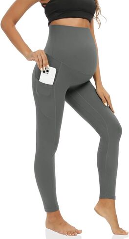 Everyday Maternity Leggings Over The Belly with Pockets, Stretchy Pregnancy Yoga Pants, Comfy Activewear in Saudi Arabia
