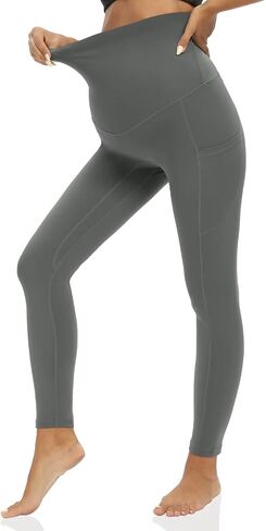 Everyday Maternity Leggings Over The Belly with Pockets, Stretchy Pregnancy Yoga Pants, Comfy Activewear in Saudi Arabia