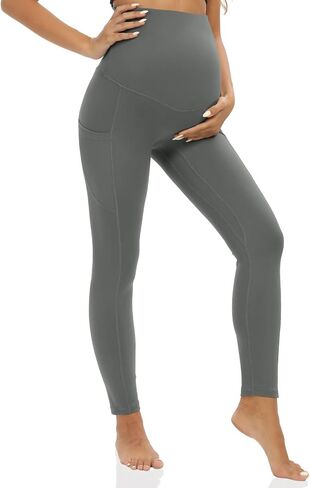 Everyday Maternity Leggings Over The Belly with Pockets, Stretchy Pregnancy Yoga Pants, Comfy Activewear in Saudi Arabia