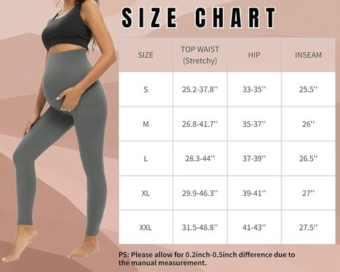 Everyday Maternity Leggings Over The Belly with Pockets, Stretchy Pregnancy Yoga Pants, Comfy Activewear in Saudi Arabia