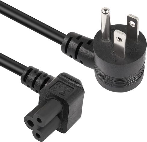 GELRHONR 90 Degrees 3 Prong AC to IEC320 C5 Power Cord,10A 125V Down Angle NEMA 5-15P to 3-Slot Mickey Mouse Universal Power Cable for Notebook Computers, TV, Monitors-4.9Ft (Black-C5) in Saudi Arabia