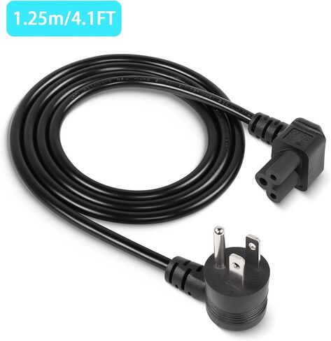 GELRHONR 90 Degrees 3 Prong AC to IEC320 C5 Power Cord,10A 125V Down Angle NEMA 5-15P to 3-Slot Mickey Mouse Universal Power Cable for Notebook Computers, TV, Monitors-4.9Ft (Black-C5) in Saudi Arabia