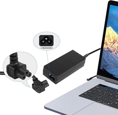 GELRHONR 90 Degrees 3 Prong AC to IEC320 C5 Power Cord,10A 125V Down Angle NEMA 5-15P to 3-Slot Mickey Mouse Universal Power Cable for Notebook Computers, TV, Monitors-4.9Ft (Black-C5) in Saudi Arabia