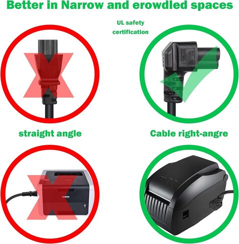 GELRHONR 90 Degrees 3 Prong AC to IEC320 C5 Power Cord,10A 125V Down Angle NEMA 5-15P to 3-Slot Mickey Mouse Universal Power Cable for Notebook Computers, TV, Monitors-4.9Ft (Black-C5) in Saudi Arabia