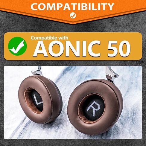 AONIC 50 Ear Pads - TRANSTEK Replacement Ear Cushion Foam Compatible with AONIC 50 Headphones Soft I Comfortable Memory Foam (Black Leather) in Saudi Arabia