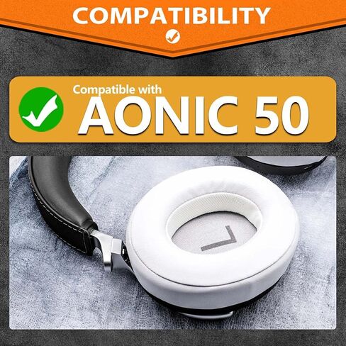 AONIC 50 Ear Pads - TRANSTEK Replacement Ear Cushion Foam Compatible with AONIC 50 Headphones Soft I Comfortable Memory Foam (Black Leather) in Saudi Arabia