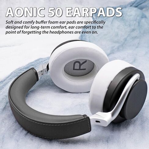 AONIC 50 Ear Pads - TRANSTEK Replacement Ear Cushion Foam Compatible with AONIC 50 Headphones Soft I Comfortable Memory Foam (Black Leather) in Saudi Arabia