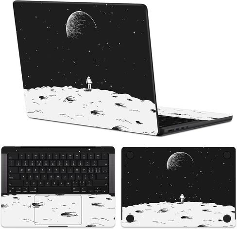 IMMOENUC 3-in-1 Laptop Skin Sticker for 2023 MacBook Pro 14 M3 Pro/Max 14 inch A2992/A2918 Laptop Cover Top Cover+Bottom Cover+Full Tray Sticker Compatible with 2021 Pro 14 (A2779,A2442) Earth Black in Saudi Arabia