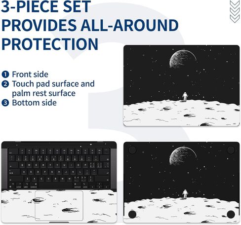 IMMOENUC 3-in-1 Laptop Skin Sticker for 2023 MacBook Pro 14 M3 Pro/Max 14 inch A2992/A2918 Laptop Cover Top Cover+Bottom Cover+Full Tray Sticker Compatible with 2021 Pro 14 (A2779,A2442) Earth Black in Saudi Arabia