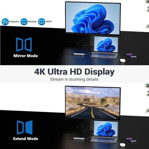 محطة إرساء، موزع TOTU 9 في 1 USB-C، يتميز بشاشة HDMI 4K، 2 * USB 3.0 Type-A، 2 * USB 2.0 Type-A، منفذ نقل بيانات USB-C، SD/TF، ​​USB C PD سريع منافذ USB، وصول للتخزين، للأجهزة من النوع C in Kuwait