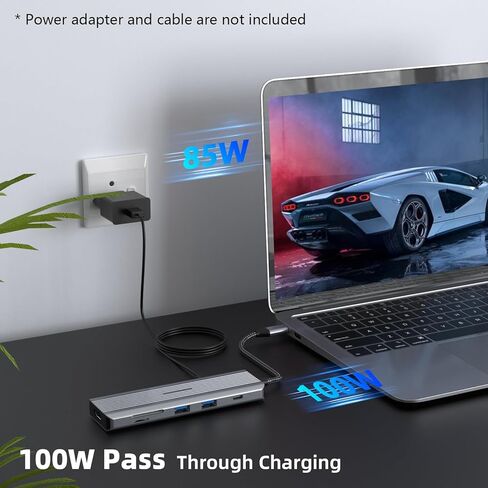 محطة إرساء، موزع TOTU 9 في 1 USB-C، يتميز بشاشة HDMI 4K، 2 * USB 3.0 Type-A، 2 * USB 2.0 Type-A، منفذ نقل بيانات USB-C، SD/TF، ​​USB C PD سريع منافذ USB، وصول للتخزين، للأجهزة من النوع C in Kuwait