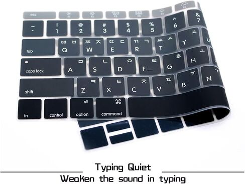 HRH Korean Language Silicone Keyboard Cover Skin for MacBook Pro 13" A1708 A1988 No Touch Bar (2018 2017 2016)&for MacBook 12" A1534 with Retina Display(2015)&A1931(2018) USA Keyboard Protector-Black in Saudi Arabia