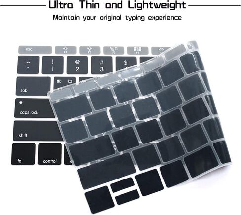 HRH Korean Language Silicone Keyboard Cover Skin for MacBook Pro 13" A1708 A1988 No Touch Bar (2018 2017 2016)&for MacBook 12" A1534 with Retina Display(2015)&A1931(2018) USA Keyboard Protector-Black in Saudi Arabia