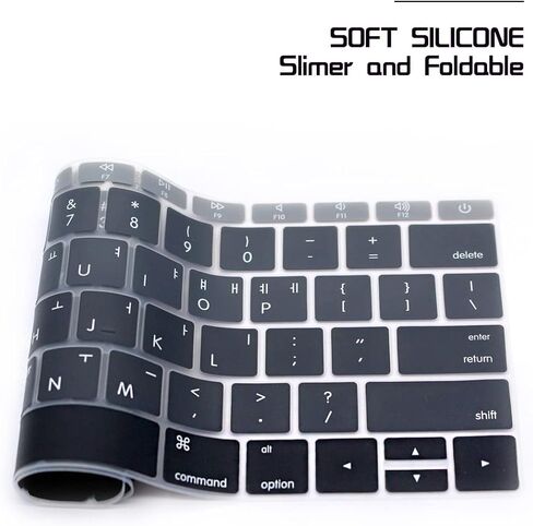 HRH Korean Language Silicone Keyboard Cover Skin for MacBook Pro 13" A1708 A1988 No Touch Bar (2018 2017 2016)&for MacBook 12" A1534 with Retina Display(2015)&A1931(2018) USA Keyboard Protector-Black in Saudi Arabia