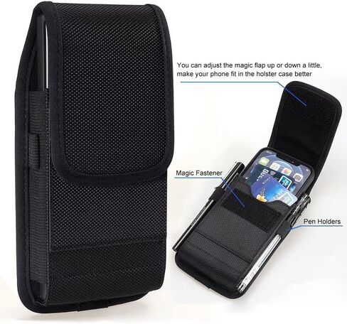 Nylon Cell Phone Holster for Samsung Galaxy S24+ S23 Plus S22+ S21+ S21 FE S23 FE S10+ A34 A54 A53 A52 A33 Note 20 5G, iPhone 15 Pro Max 14 13 12 11 Pro Max, OnePlus N20, Belt Clip Case Pouch Holder in Saudi Arabia
