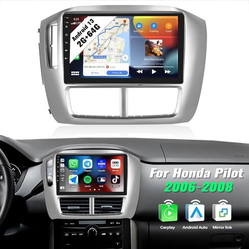 SIXWIN 2G+64G Android Car Stereo for Honda Pilot 2006-2008 with Wireless CarPlay Android Auto Mirror Link 9 Inch Touchscreen Radio with Bluetooth GPS Navigation WiFi HiFi FM Backup Camera MIC in Saudi Arabia
