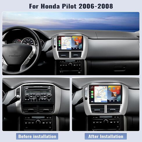 SIXWIN 2G+64G Android Car Stereo for Honda Pilot 2006-2008 with Wireless CarPlay Android Auto Mirror Link 9 Inch Touchscreen Radio with Bluetooth GPS Navigation WiFi HiFi FM Backup Camera MIC in Saudi Arabia