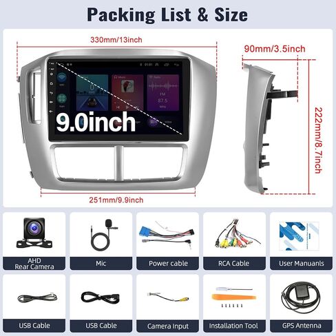 SIXWIN 2G+64G Android Car Stereo for Honda Pilot 2006-2008 with Wireless CarPlay Android Auto Mirror Link 9 Inch Touchscreen Radio with Bluetooth GPS Navigation WiFi HiFi FM Backup Camera MIC in Saudi Arabia