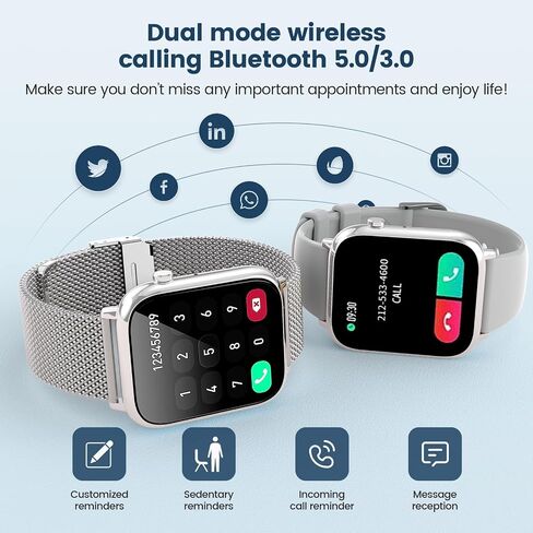 Smart Watches for Women，1.83" Fitness Tracker with Answer/Make Calls/Sleep Monitor/IP67 Waterproof /SpO2 Fitness Tracker/Sleep Monitor Watch for Android iOS (Silver) in Saudi Arabia