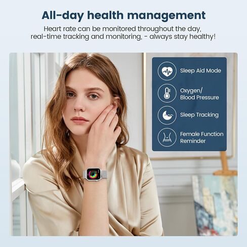 Smart Watches for Women，1.83" Fitness Tracker with Answer/Make Calls/Sleep Monitor/IP67 Waterproof /SpO2 Fitness Tracker/Sleep Monitor Watch for Android iOS (Silver) in Saudi Arabia
