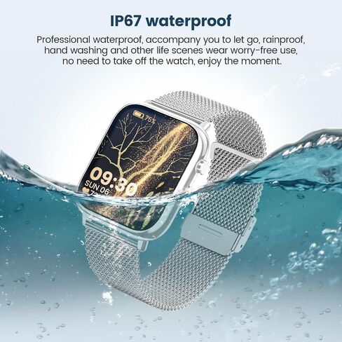 Smart Watches for Women，1.83" Fitness Tracker with Answer/Make Calls/Sleep Monitor/IP67 Waterproof /SpO2 Fitness Tracker/Sleep Monitor Watch for Android iOS (Silver) in Saudi Arabia