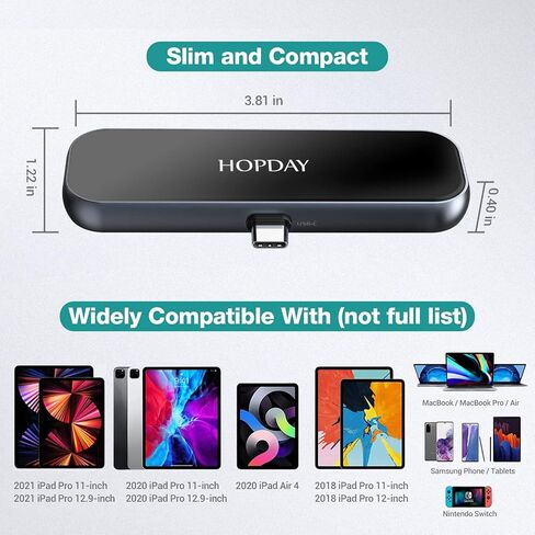 6 Ports iPad Pro Hub, USB C Adapter 2021 2020 12.9/11'', 4K HDMI, USB 3.0 Port, SD/TF Card Reader, 100W PD Fast Charging, Headphone Jack, iPad Air 5/4 Dongle in Saudi Arabia