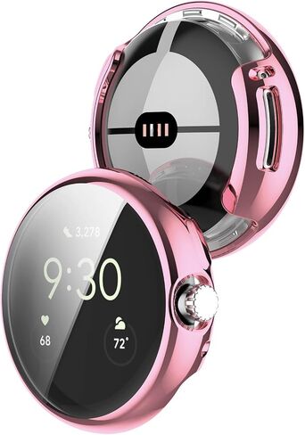 (2 Pack) T Tersely Protective Case Cover for Google Pixel Watch 2/1, Soft TPU Ultra-Slim Scratch Resistant Bumper Protective Cover for Google Pixel Watch Accessories (Black+Black) in Saudi Arabia