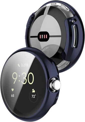 (2 Pack) T Tersely Protective Case Cover for Google Pixel Watch 2/1, Soft TPU Ultra-Slim Scratch Resistant Bumper Protective Cover for Google Pixel Watch Accessories (Black+Black) in Saudi Arabia