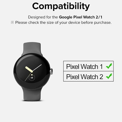 (2 Pack) T Tersely Protective Case Cover for Google Pixel Watch 2/1, Soft TPU Ultra-Slim Scratch Resistant Bumper Protective Cover for Google Pixel Watch Accessories (Black+Black) in Saudi Arabia