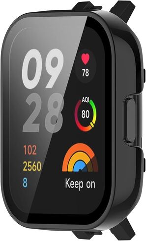 FitTurn Compatible with Xiaomi MI Redmi Watch 3/lite 3 Screen Protector Cases Replacement PC Slim Case Cover 3D Full Coverage Tempered Glass Screen Protector for Redmi Watch 3 (Black*3) in Saudi Arabia