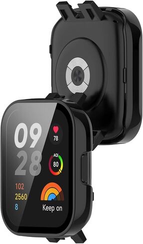 FitTurn Compatible with Xiaomi MI Redmi Watch 3/lite 3 Screen Protector Cases Replacement PC Slim Case Cover 3D Full Coverage Tempered Glass Screen Protector for Redmi Watch 3 (Black*3) in Saudi Arabia