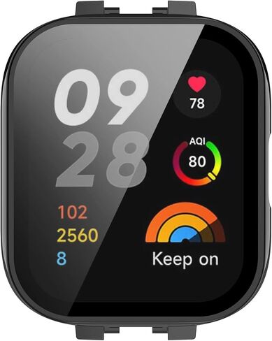 FitTurn Compatible with Xiaomi MI Redmi Watch 3/lite 3 Screen Protector Cases Replacement PC Slim Case Cover 3D Full Coverage Tempered Glass Screen Protector for Redmi Watch 3 (Black*3) in Saudi Arabia