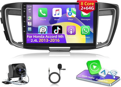 Podofo 8 Core Car Stereo Radio for Honda Accord 9th 2.4L 2013-2016 with Wireless CarPlay Android Auto 10.1" Touch Screen Bluetooth Audio with GPS Navigation Mirror Link WiFi EQ RDS Hi-Fi Backup Camera in Saudi Arabia