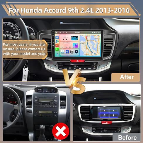 Podofo 8 Core Car Stereo Radio for Honda Accord 9th 2.4L 2013-2016 with Wireless CarPlay Android Auto 10.1" Touch Screen Bluetooth Audio with GPS Navigation Mirror Link WiFi EQ RDS Hi-Fi Backup Camera in Saudi Arabia